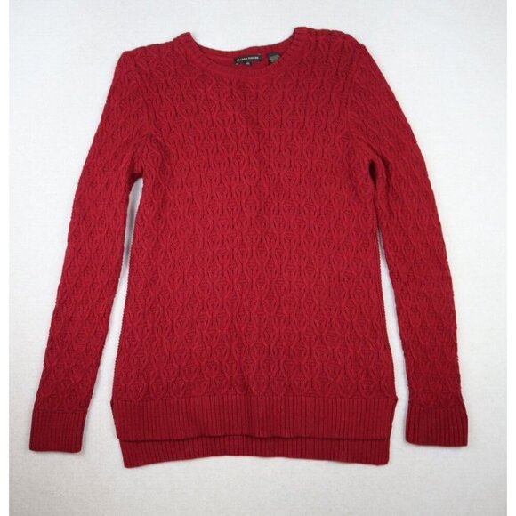 JEANNE PIERRE - WOMEN'S DARK RED COTTON PULLOVER TUNIC SWEATER - SIZE M - Picture 1 of 8